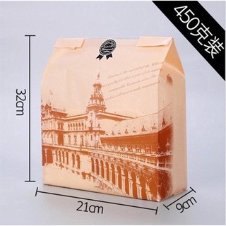 Túi bánh mì tháp nâu ngang đựng bánh 450-500g