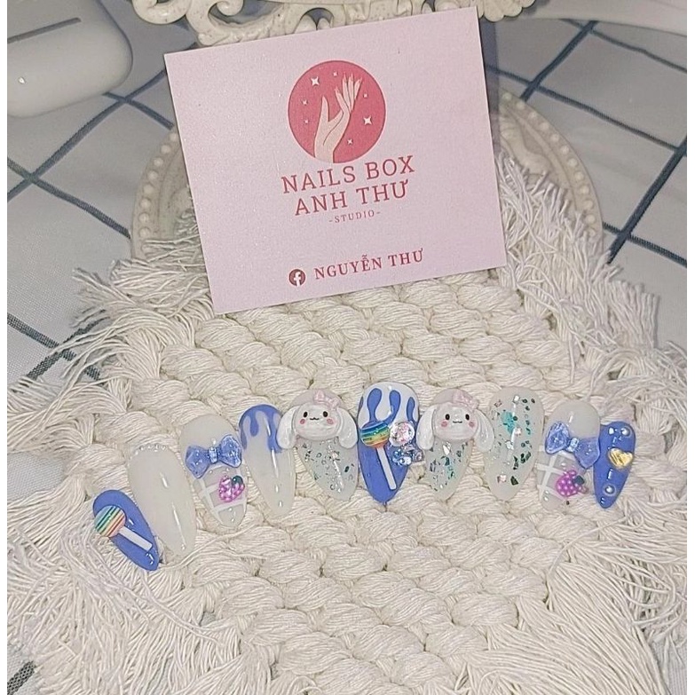 Nailbox thiết kế - Nailbox gắn thỏ và nơ siêu xinh