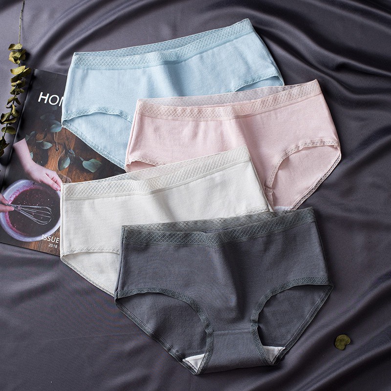 Quần Lót Nữ ❤️FREESHIP❤️ Quần Lót Nữ Cotton viền kẻ ô thoáng mát kháng khuẩn ôm dáng - QL cạp lưới