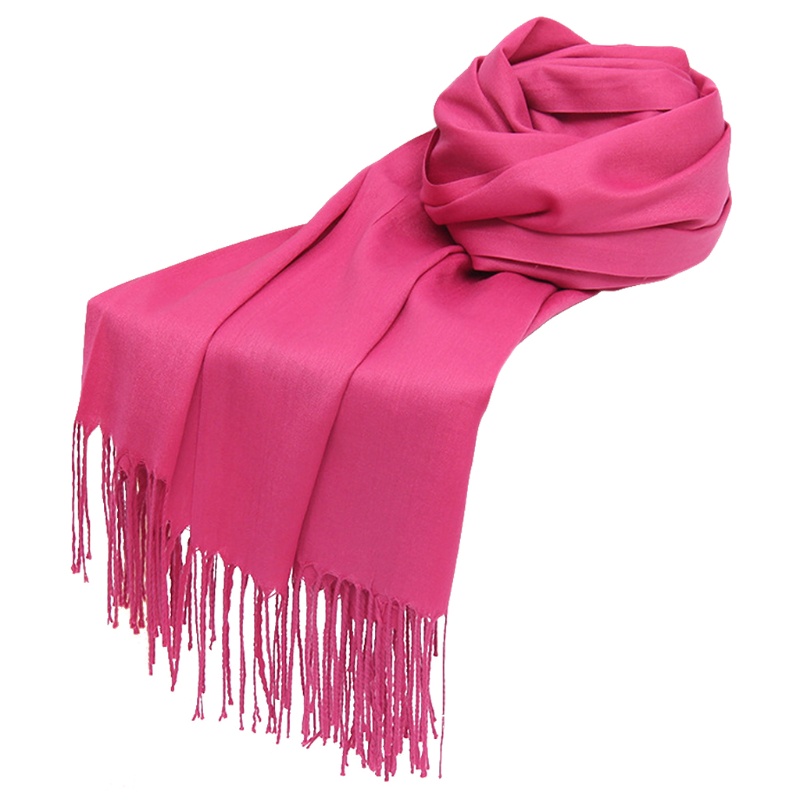 Khăn Choàng Dài Màu Trơn Đính Tua Rua Thời Trang Cho Nữ