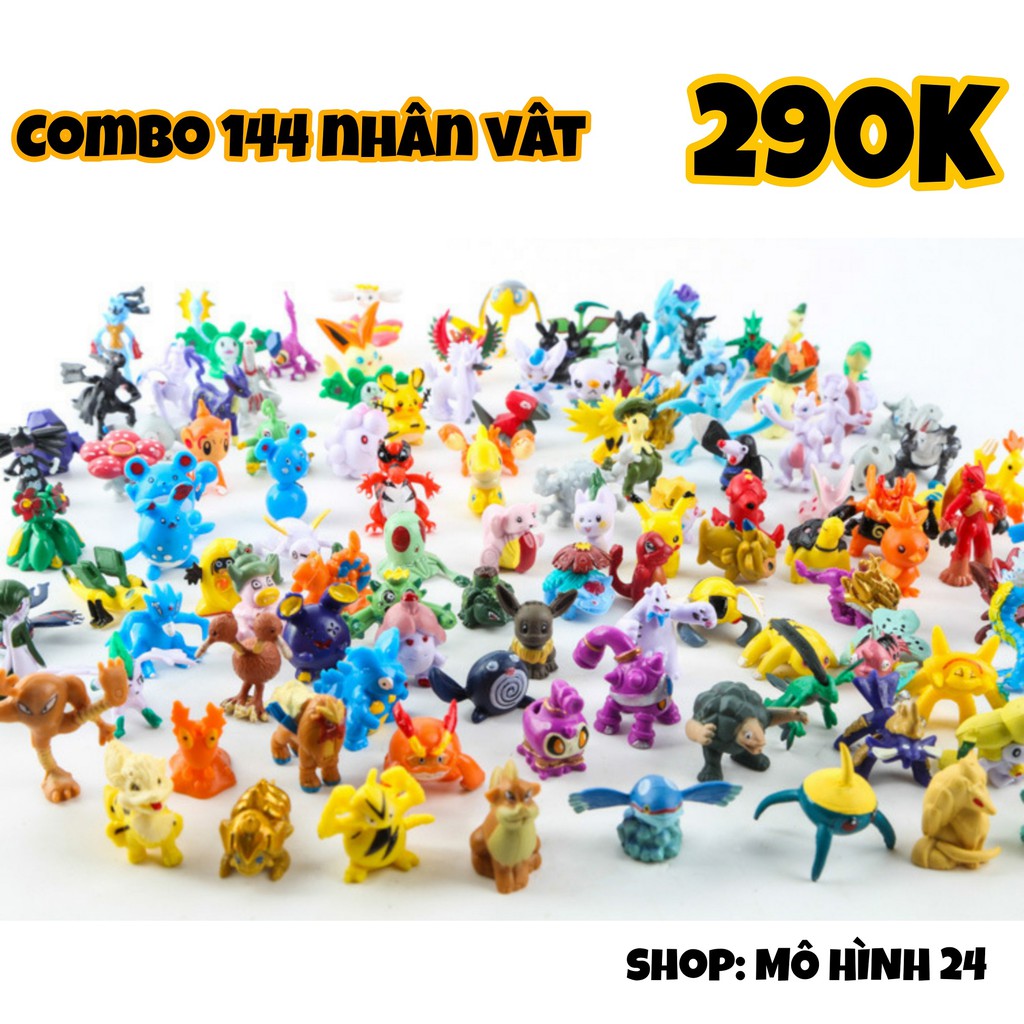 COMBO SET 144 MÔ HÌNH POKEMON TERRARIUM COLLECTION 7 ĐỒ CHƠI NHÂN VẬT THÚ 2-3CM POKEMON PIKACHU