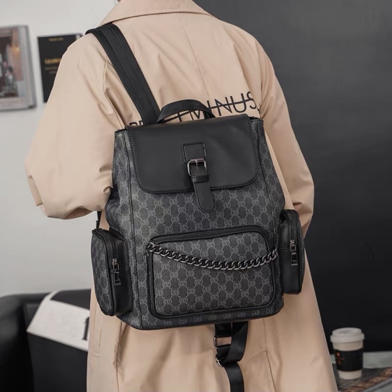 Balo Đi Học Nam Hàn Quốc Thời Trang Phong Cách Hoạ Tiết, Balo Da Cao Cấp Phong Cách Độc Đáo