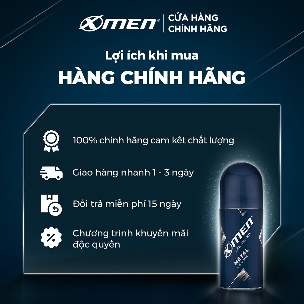 Lăn khử mùi X-men Metal - Khô thoáng 50ml