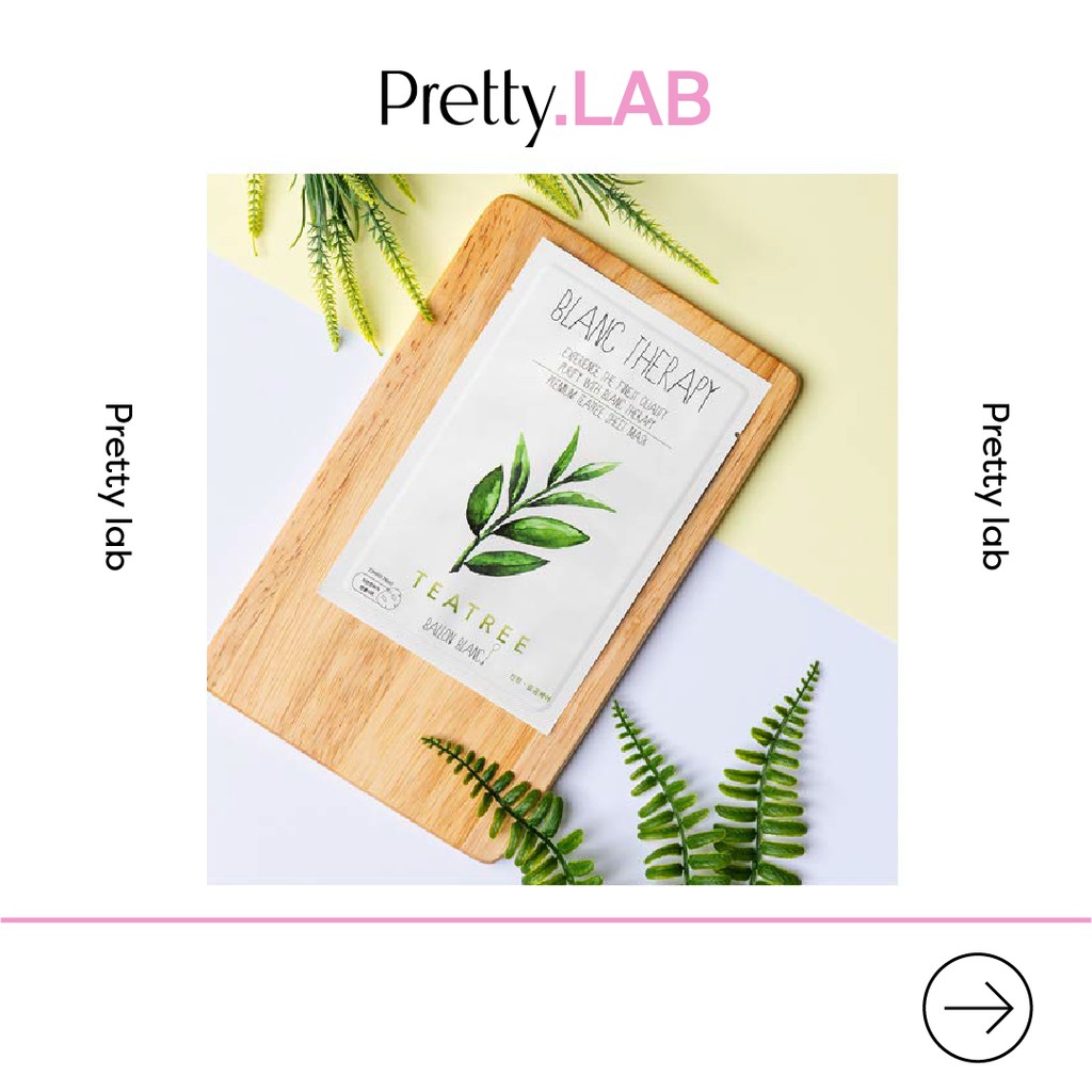 Mặt nạ giấy dưỡng da Ballon Blanc Therapy Sheet Mask 2 loại Avocado và Tea Tree Key4 Lab