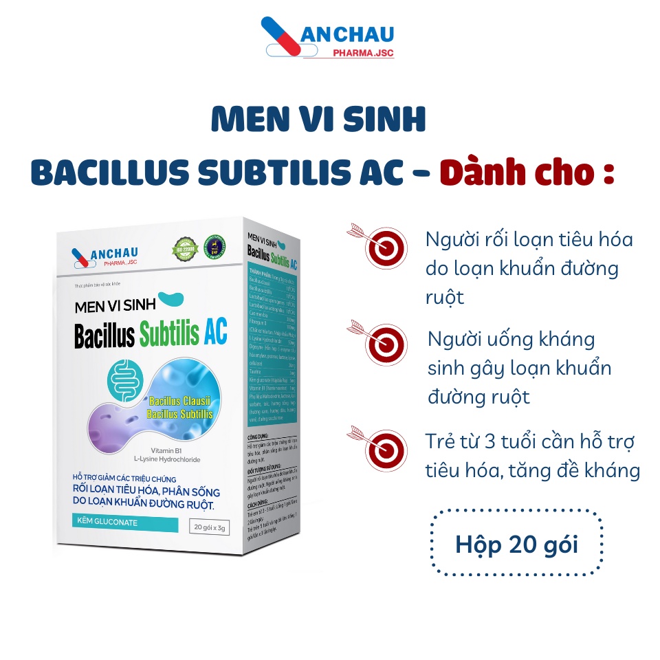 Men vi sinh hỗ trợ tiêu hóa BACILLUS SUBTILUS AC hương sữa cho trẻ em và người lớn - set dùng thử - An Châu