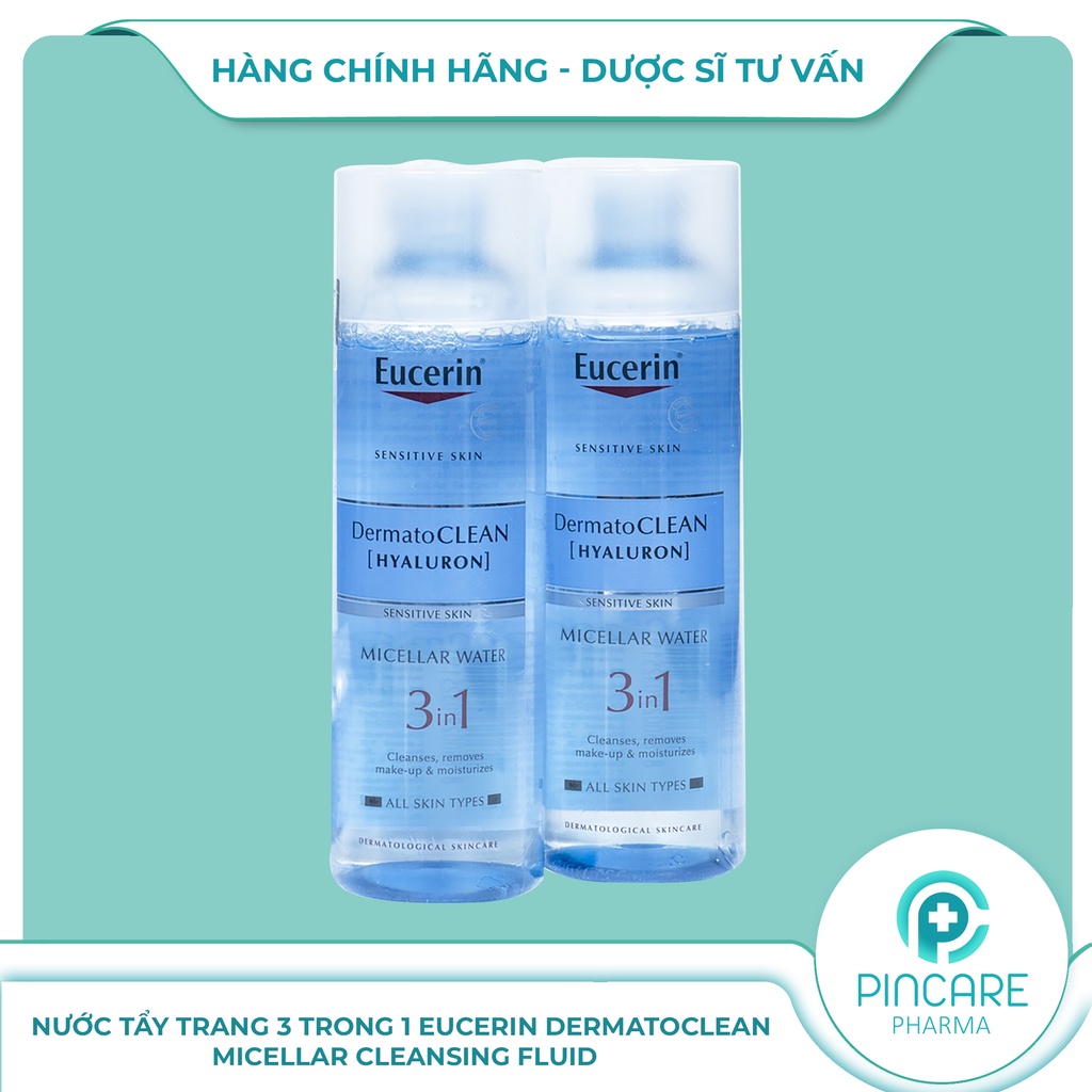 Nước tẩy trang Eucerin DermatoClean Hyaluron 200ml - Nước tẩy trang dịu nhẹ 3in1 cho mọi loại da - Hàng chính Hãng