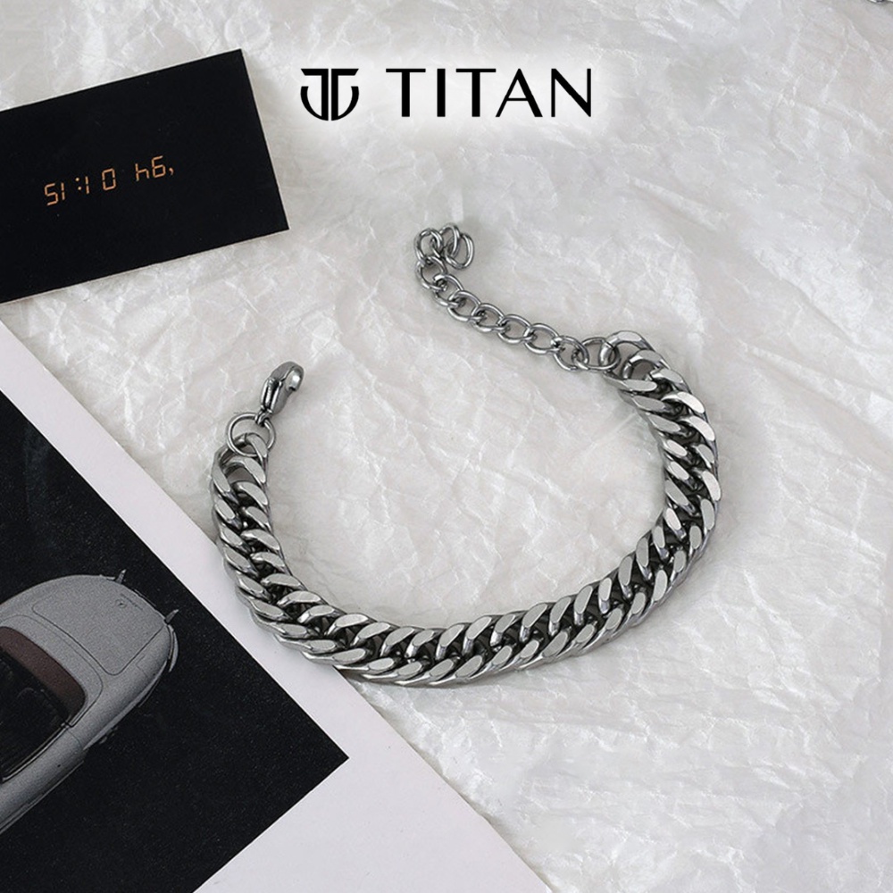 Lắc tay nam nữ unisex cá tính, vòng tay cuban bracelet sợi xích cá tính, màu bạc đẹp không gỉ TITAN Shop