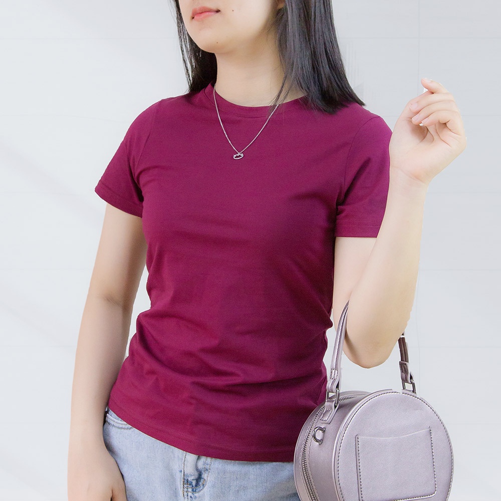 Áo thun nữ trơn cổ tròn TOLI, chất cotton 4 chiều mềm mịn, co dãn, form suông cơ bản [NHIỀU MÀU]