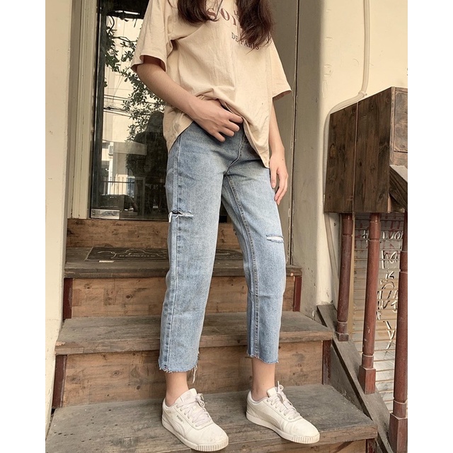 Quần Jeans Nữ Dáng Suông Lưng Cao B055 - Glister Closet