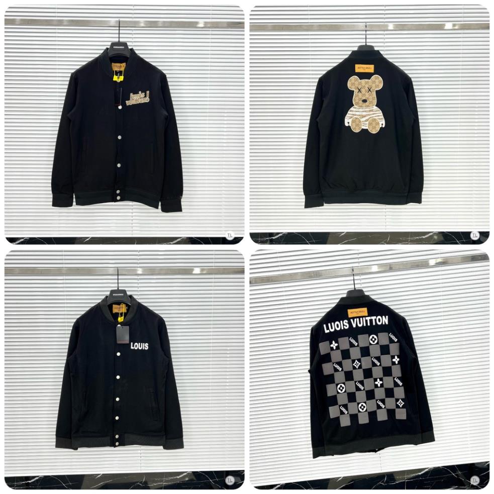 [Sẵn Hàng] Áo Bomber LV Nam Thêu Hình Gấu Siêu Đẹp - Áo Khoác LV Nam In Hoạ Tiết Sau Lưng Cực Chất