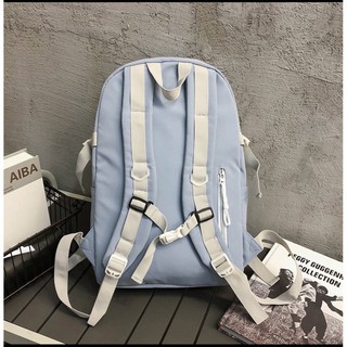 Balo nữ không thấm nước mrmibag phối lưới kèm sticker phi cơ TX133