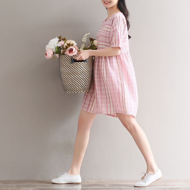 Đầm Cotton Lanh Ngắn Tay Dáng Rộng Xinh Xắn Cho Nữ 8824 | BigBuy360 - bigbuy360.vn