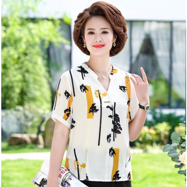 (HÀNG SẴN) Áo Voan Hoa Thời Trang Lịch Sự Cho Mẹ SM87 - Hàng Quảng Châu Cao Cấp