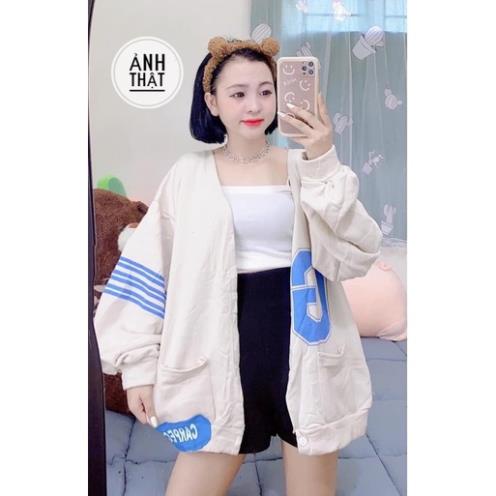 Áo Khoác Cadigan Chữ G Màu Be Phong Cách Hàn Quốc Chất Nỉ Ngoại Hot