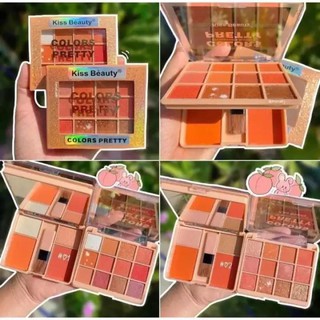 [3in1] Phấn mắt 12 Ô Màu Nhũ Lì & Má Hồng Hightlight Kiss Beauty Color Pretty Eyeshadow & Blusher No.87117