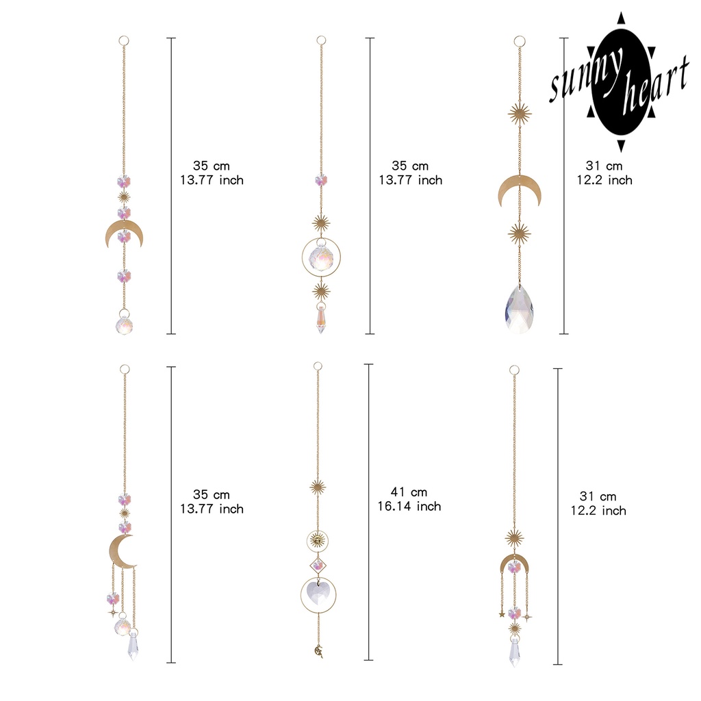 Chuông Gió Treo Trang Trí Hình Ngôi Sao/Mặt Trăng/Mặt Trăng Bằng Pha Lê Giả Kim Loại Chống Trầy Xước