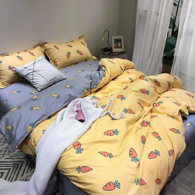 Trọn bộ 4 món vỏ chăn ga gối cotton poly nhập khẩu mềm mịn(note chọn mẫu)