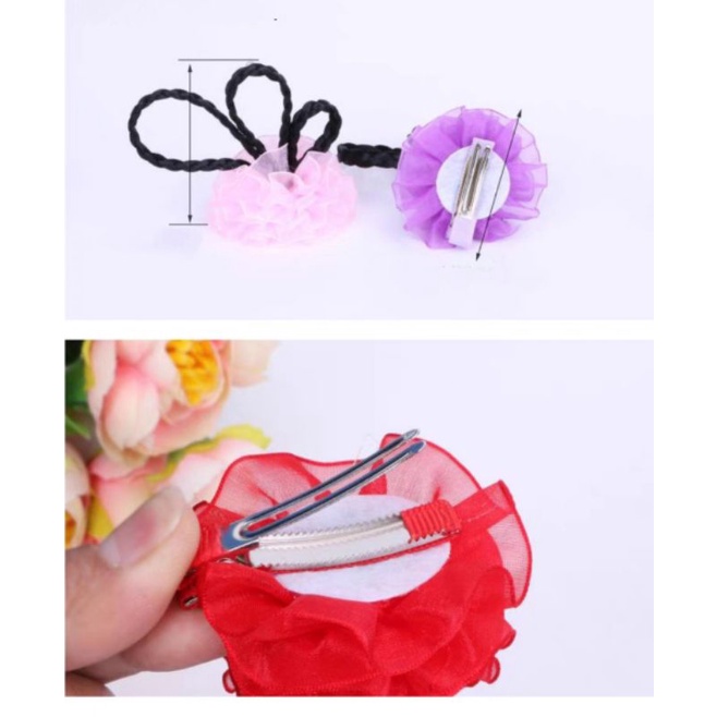 Combo 2 kẹp tóc búi nơ cổ trang cho bé