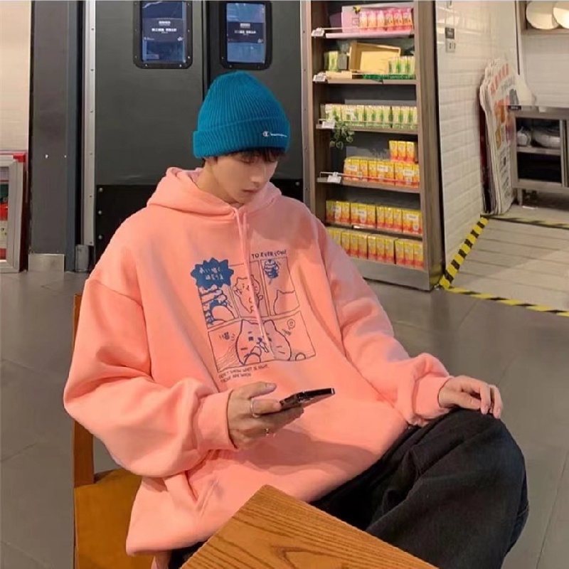 Áo Hoodie Thể Thao Dáng Rộng In Họa Tiết Hoạt Hình Phong Cách Hip Hop Đường Phố Nhật Bản Cỡ M-5XL Cho Nam