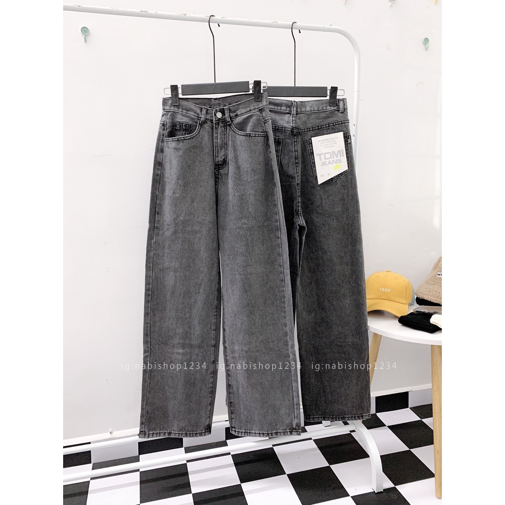 Quần Ống Rộng Suông Nữ Lưng Cao Vải Jeans Mã 3167 + 5043 Nabishop1234 (ẢNH THẬT)