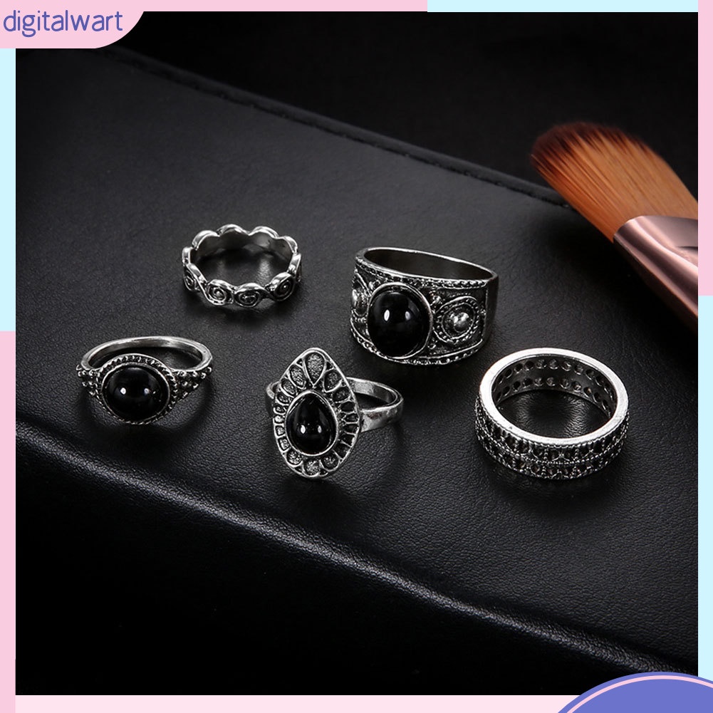 Bộ 5 Nhẫn Đeo Đốt Tay Phong Cách Vintage Xinh Xắn