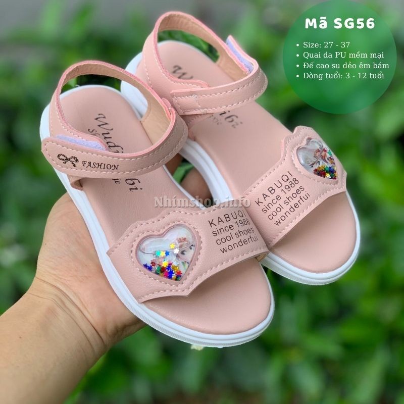 Sandal bé gái 3 - 12 tuổi quai ngang họa tiết Elsa Anna da mềm quai hậu thời trang phong cách Hàn Quốc SG56