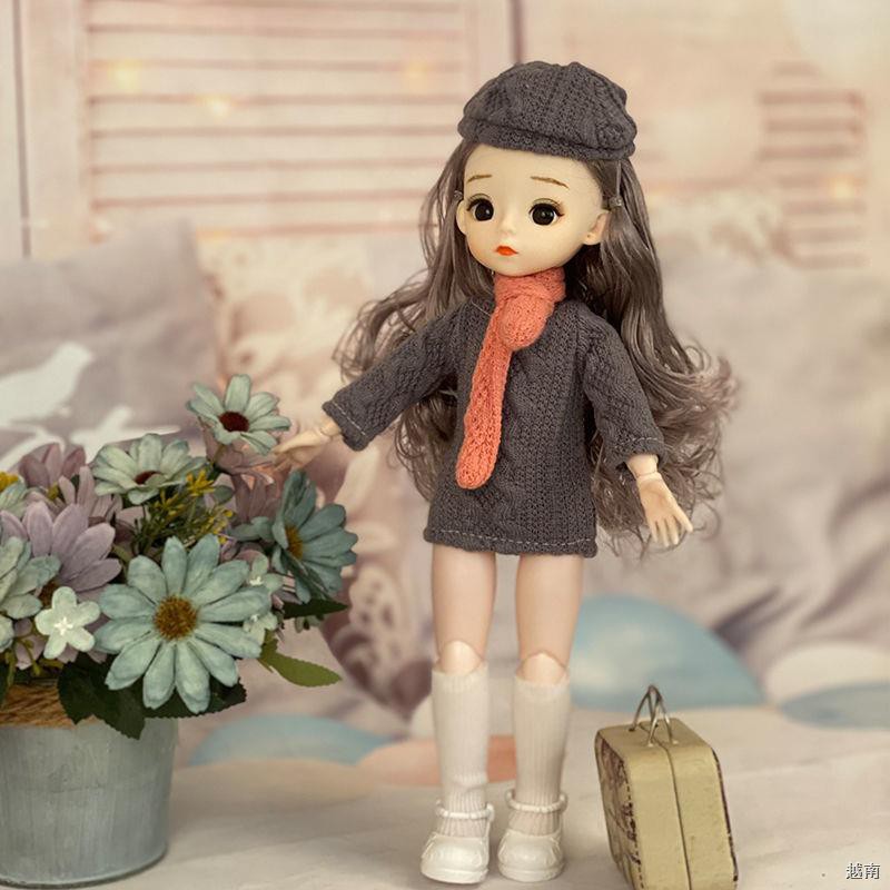 ✟▪﹍30 Cm 3D mắt BJD doanh 6 điểm công chúa búp bê barbie bộ đồ thay váy cô gái quà tặng sinh nhật chơi