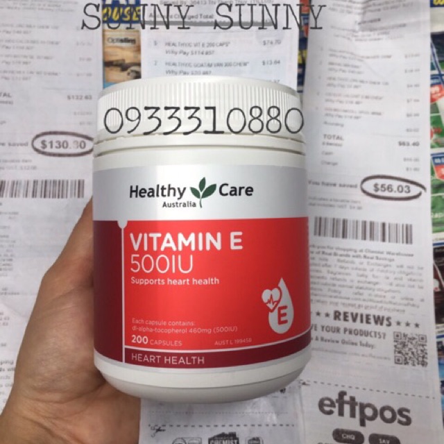 Viên uống Vitamin E 500IU Healthy Care 200 viên.