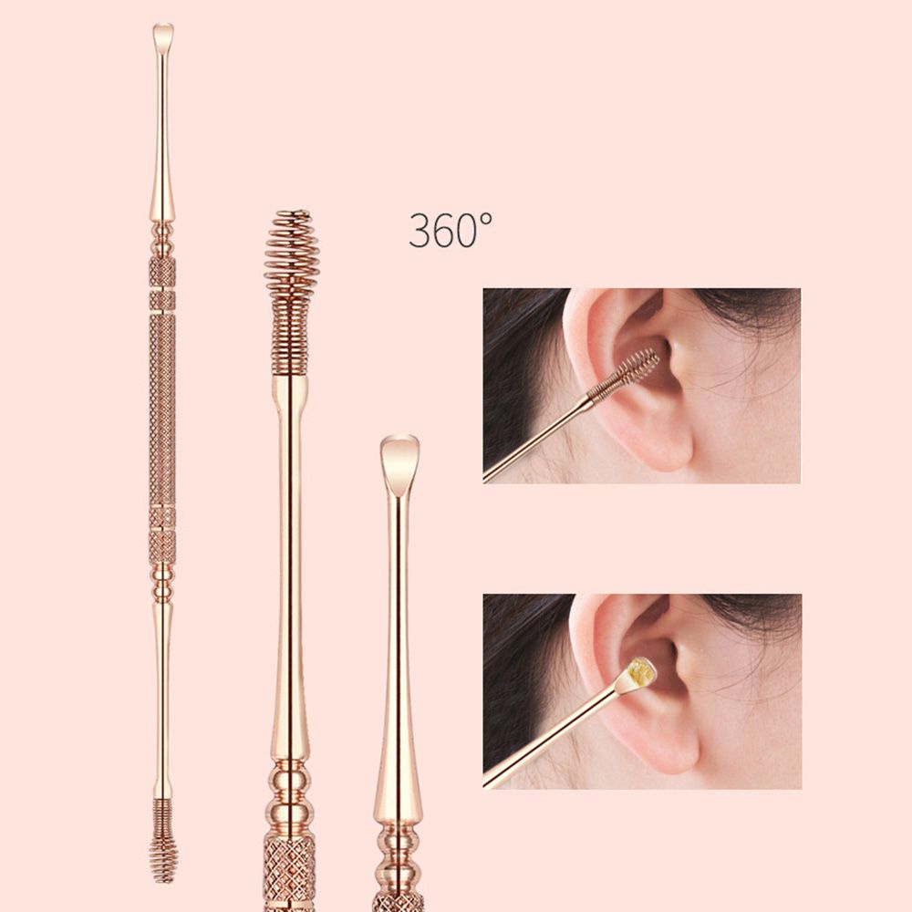 [Hàng mới về] Dụng cụ ngoáy tai hai đầu mát xa chăm sóc vệ sinh tai làm bằng thép không gỉ