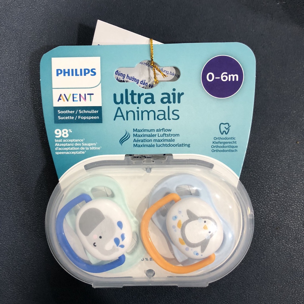 Núm ty giả Philips Avent chỉnh nha thông khí đóng gói nguyên hộp dành cho bé