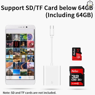 Type-C to SD Card Camera Reader Adapter SD Card Reader for Type-C Devices, White