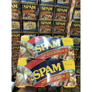 Thịt hộp Spam 25% Less Sodium Mỹ ít mặn - DATE 9/2022