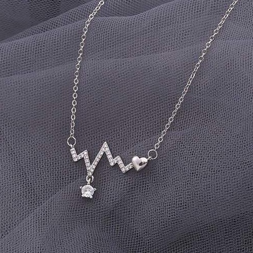 Dây chuyền bạc dây nhịp tim đính đá bạc ta_van jw
