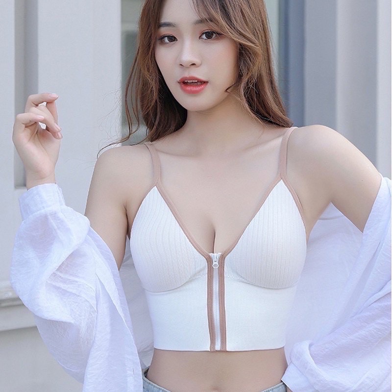 Áo Bra Kéo Khoá Khoét Sâu Sexy, Sẵn Mút Ngực Cao Cấp - Mbra