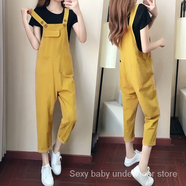 Set Áo Thun Ngắn Tay + Quần Yếm Thời Trang Hàn Quốc Cho Nữ 200o | BigBuy360 - bigbuy360.vn