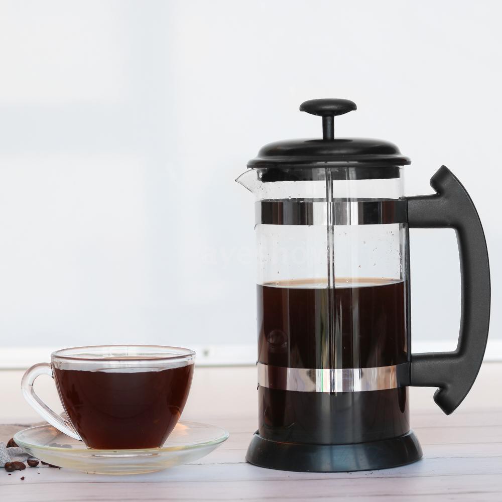 🍒Ayeshow🍒 Bình đun cà phê 1000ml bằng kim loại không gỉ thiết kế cao cấp tiện lợi