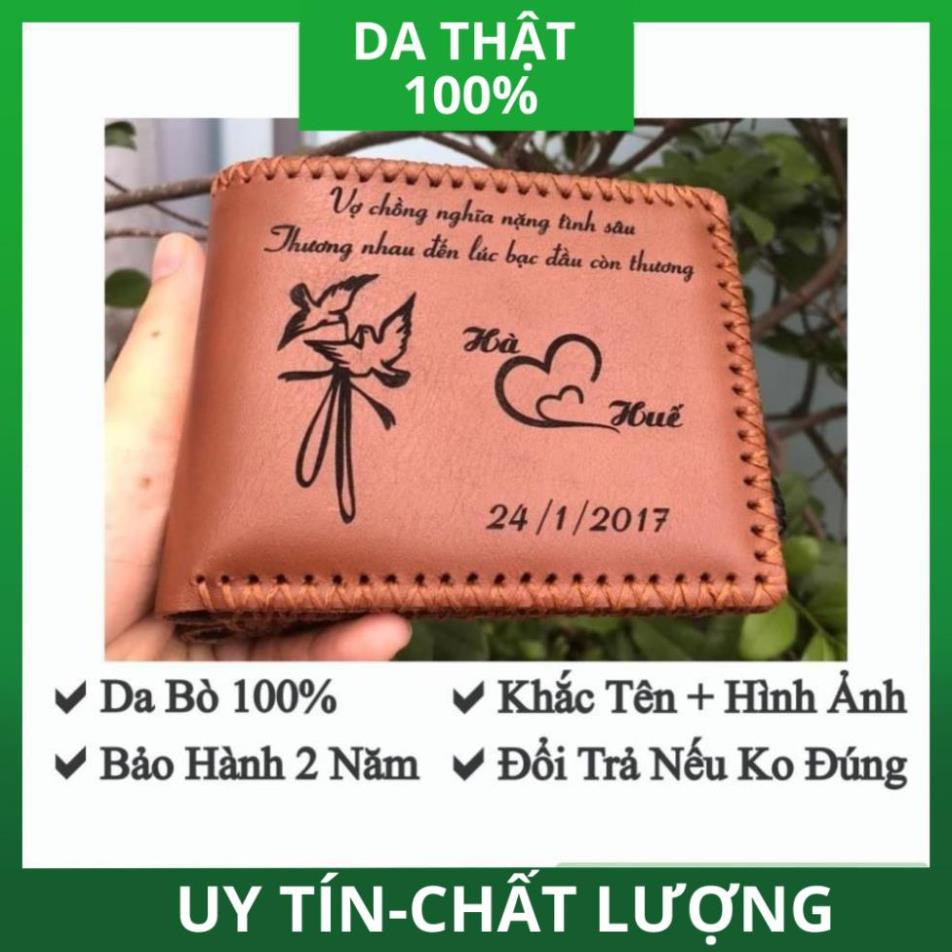 [ DA CAO CẤP ] - Ví Nam Da bò Khắc Tên Handmade Dáng Ngang TORUSA LEATHER Bảo Hành 12 Tháng