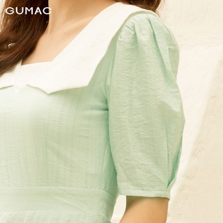 Đầm nữ phối lá cổ trắng DA10125 GUMAC