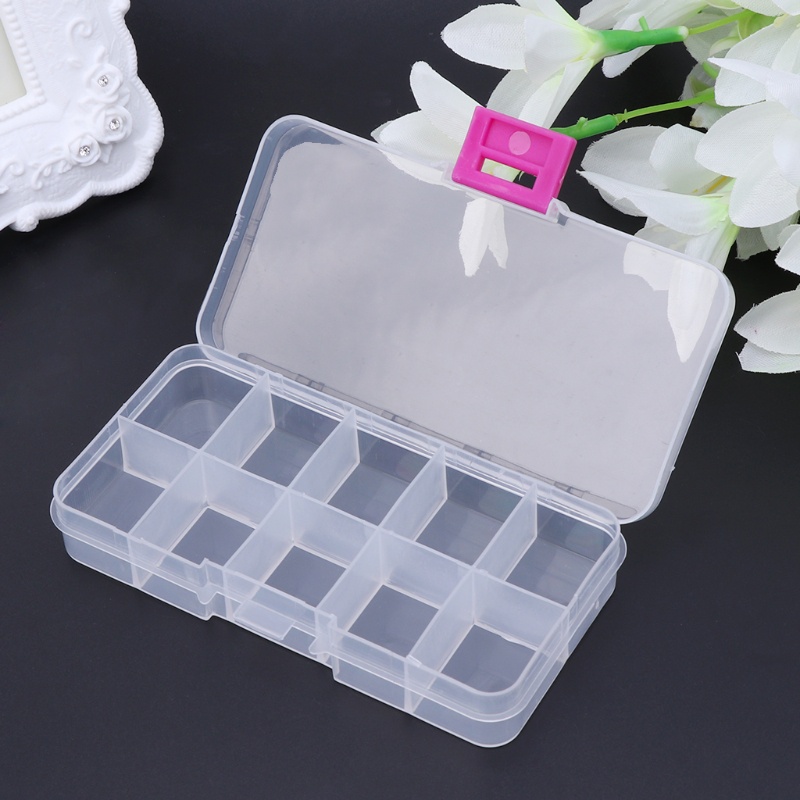 Hộp Nhựa Trong Suốt 10 Ngăn Đựng Đồ Trang Sức Tiện Dụng