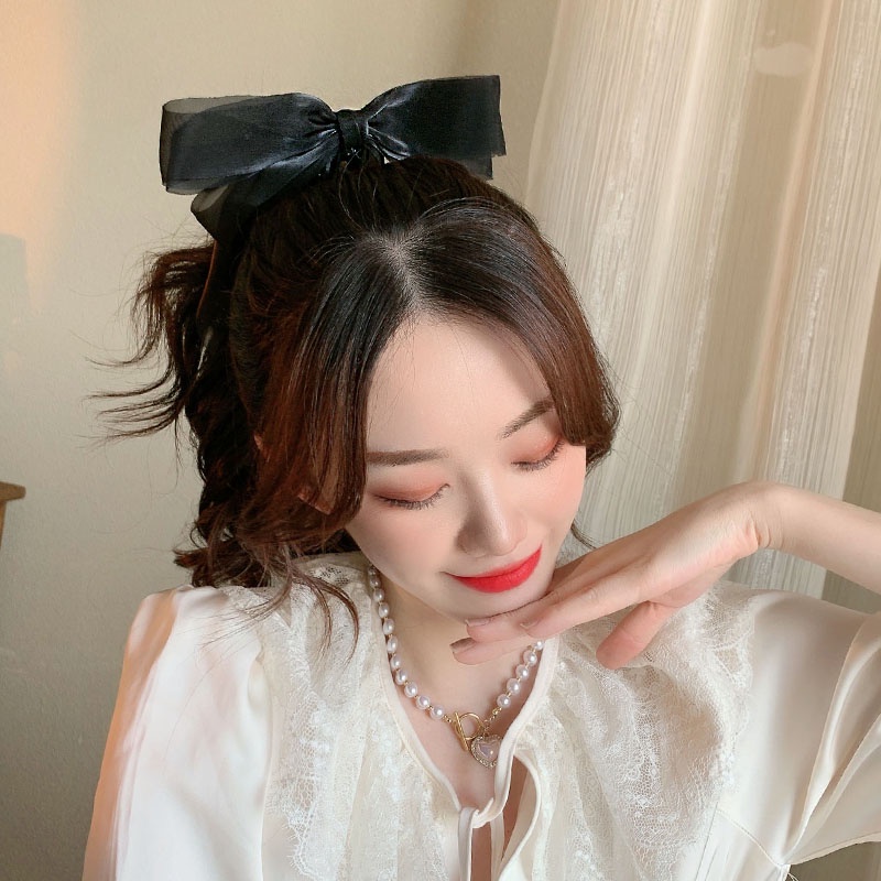 Kẹp Tóc Nơ Sau Lưng Bằng Kim Loại Loại Lớn Cá Tính Cho Nữ