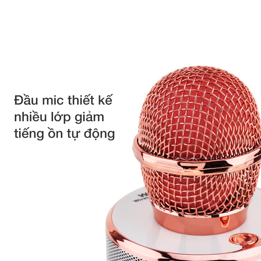 WS-858 Mic Hát Karaoke Bluetooth Không Dây Âm vang Ấm mic hát karaoke cầm tay