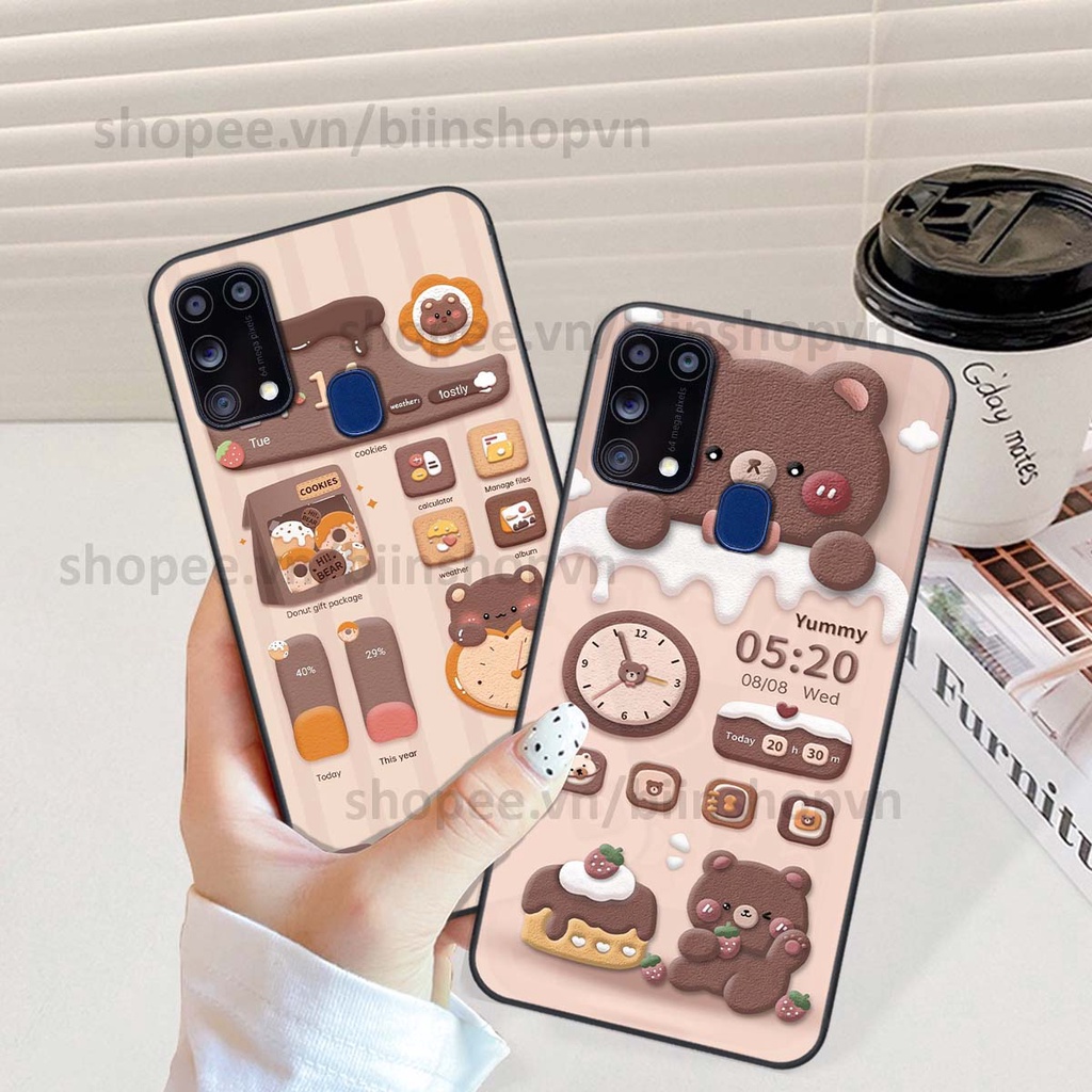Ốp Samsung M31 in 3D icon gấu nổi siêu xinh, siêu đáng yêu, cá tính phong cách