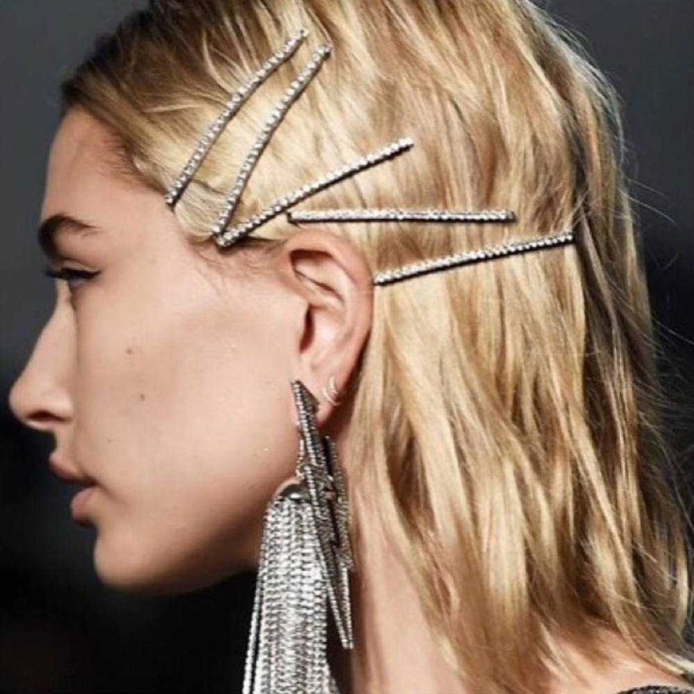 1 Cặp Kẹp Tóc Kim Loại Đính Đá Lấp Lánh