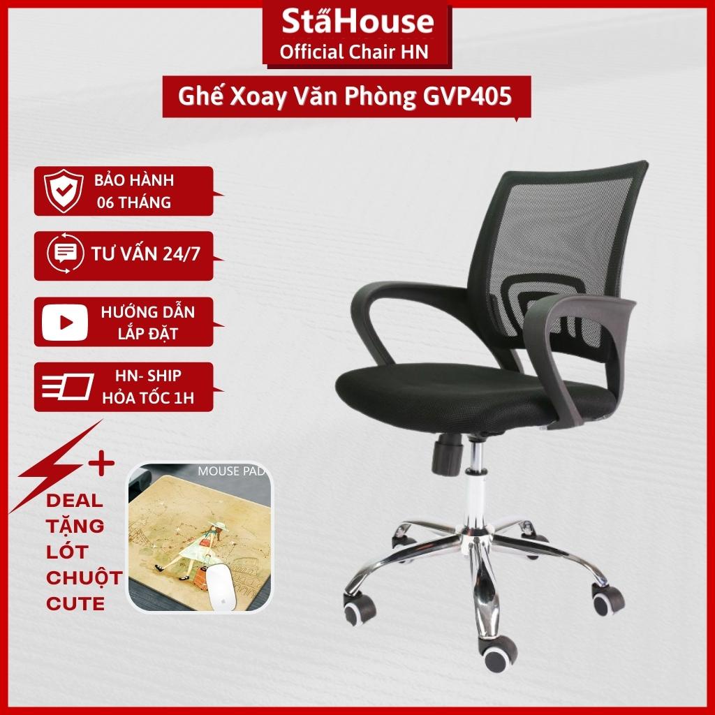 Ghế xoay văn phòng GVP405 khung chắc chắn đệm êm ôm lưng có núm chỉnh ngả lưng Stahouse Official Chair HN