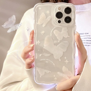 Ốp Điện Thoại Mềm Trong Suốt Hình Bướm Trắng Cho iphone 7 8 plus xr xs 11 12 13 14 15 mini pro max se 2020