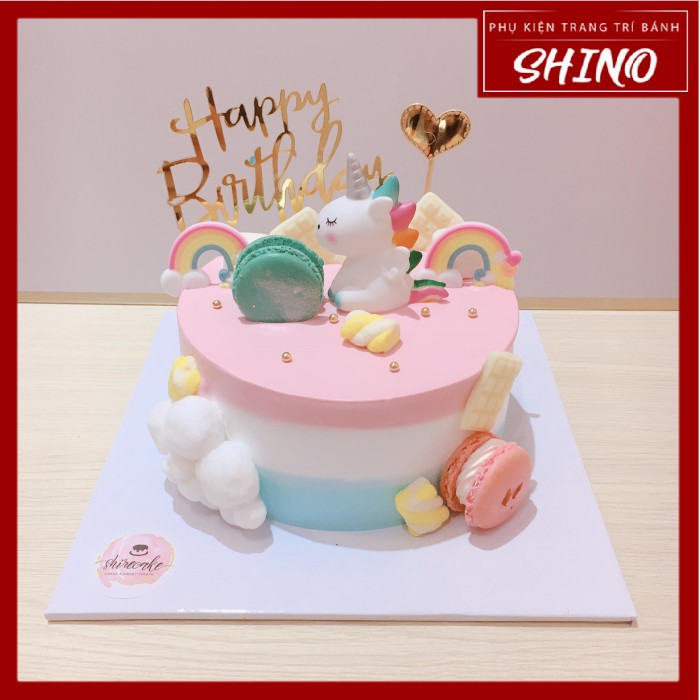 Đồ chơi hình Unicorn béo trang trí bánh