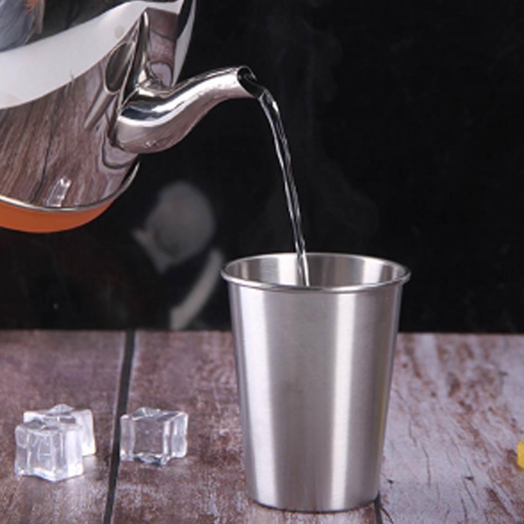 [Coco] Stainless Steel Rolled Top Edge Pint Cups Shatterproof Drinking Glasses for Kids and Adults