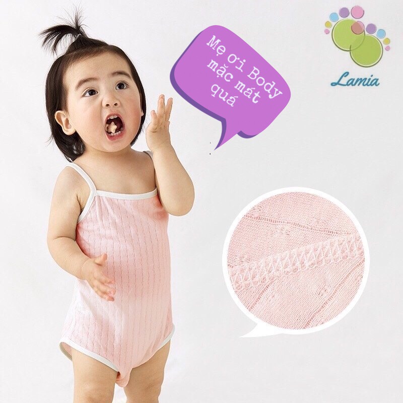 Bộ Áo liền Quần 2 Dây Cho Bé 0-2 Tuổi Cotton 100% Thoáng Mát Cho Bé