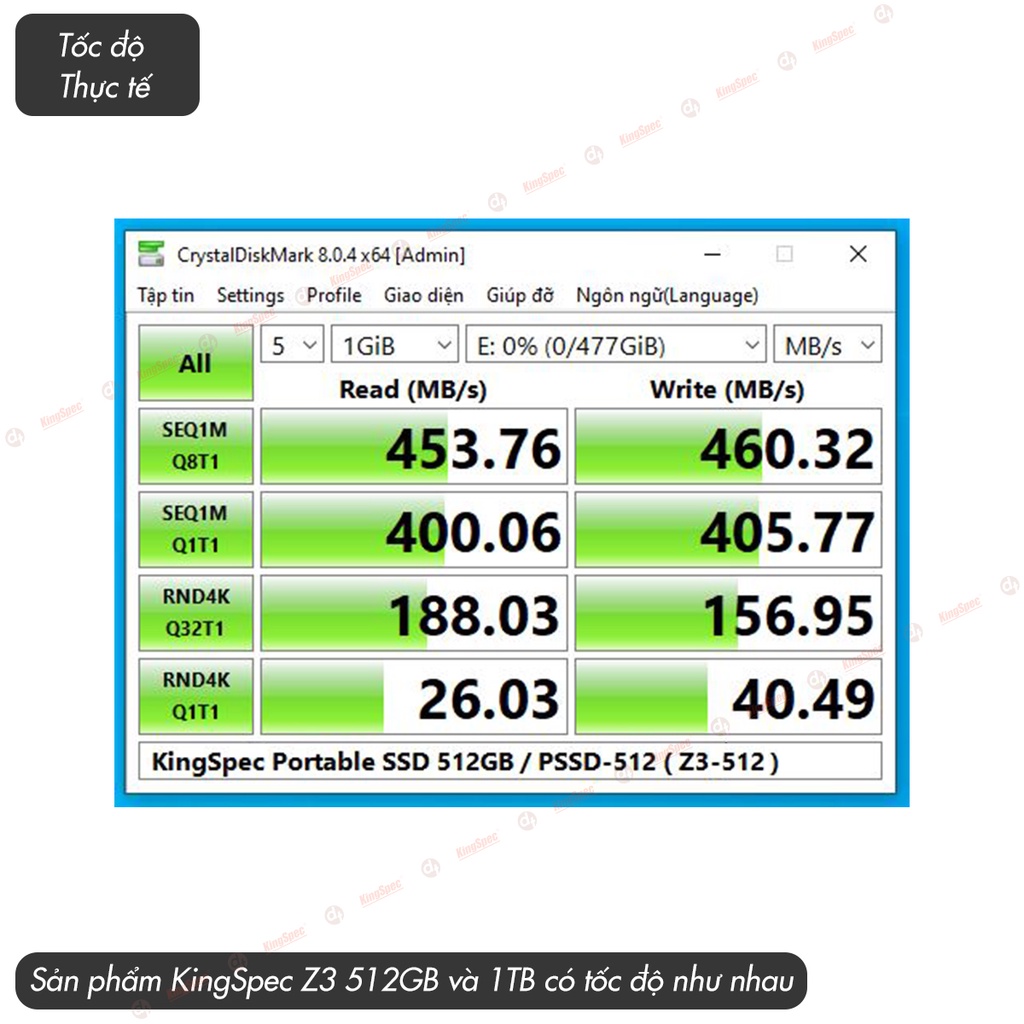 Ổ cứng SSD di động USB 3.1 - TypeC , 512GB / 1TB KingSpec cho PC Laptop | Z3 Series - Hàng Chính Hãng