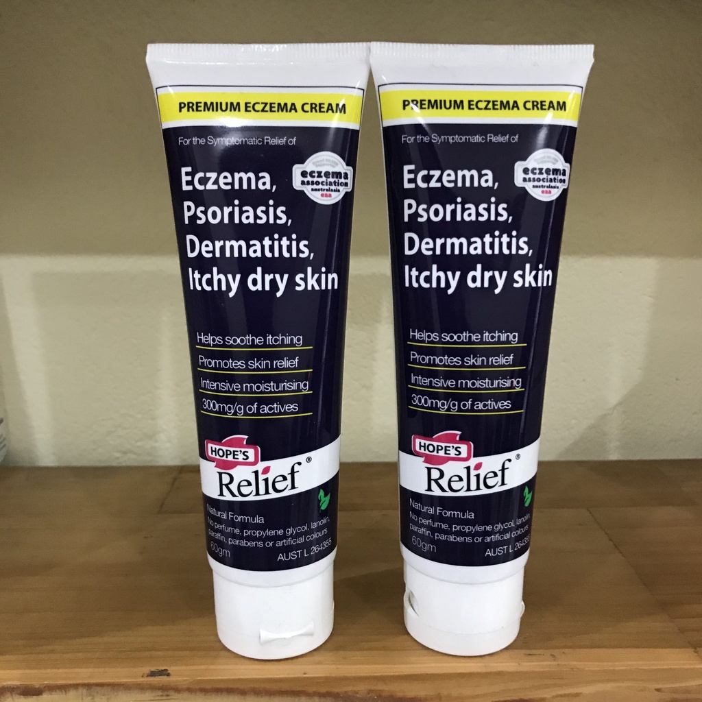 Kem bôi thảo dược Eczema, Dermatitis, Itchy Dry Skin, Hope's Relief Úc 60g-Dành cho da khô ngứa, vảy nến, viêm da